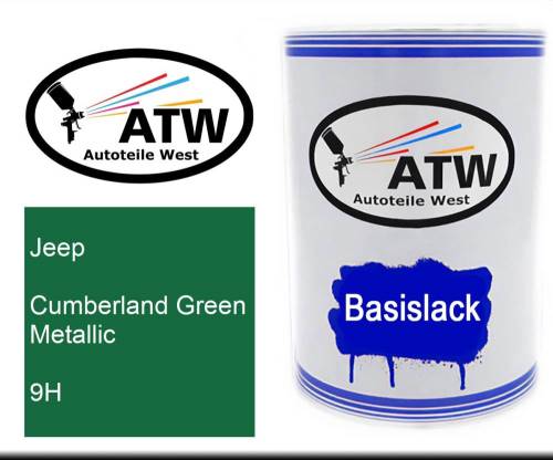 Jeep, Cumberland Green Metallic, 9H: 500ml Lackdose, von ATW Autoteile West.